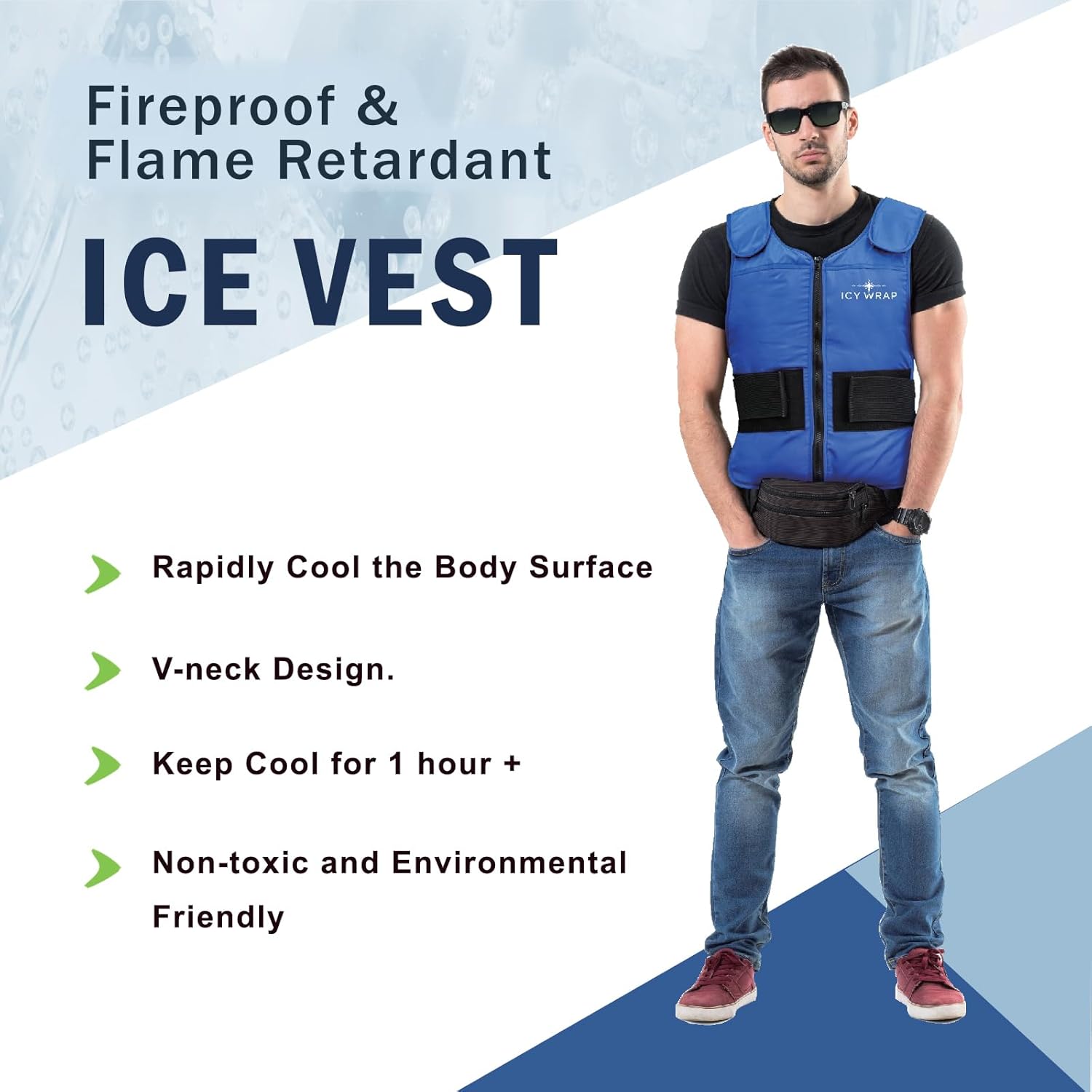 Phase Change Cooling Vest by Icy Wrap for Men & Women, Hot Weather, Ice Reflective Vest with 30 PCS Ice Packs, High Tech Phase Change PCM material, stays cold for 1 hour +. - Image 3