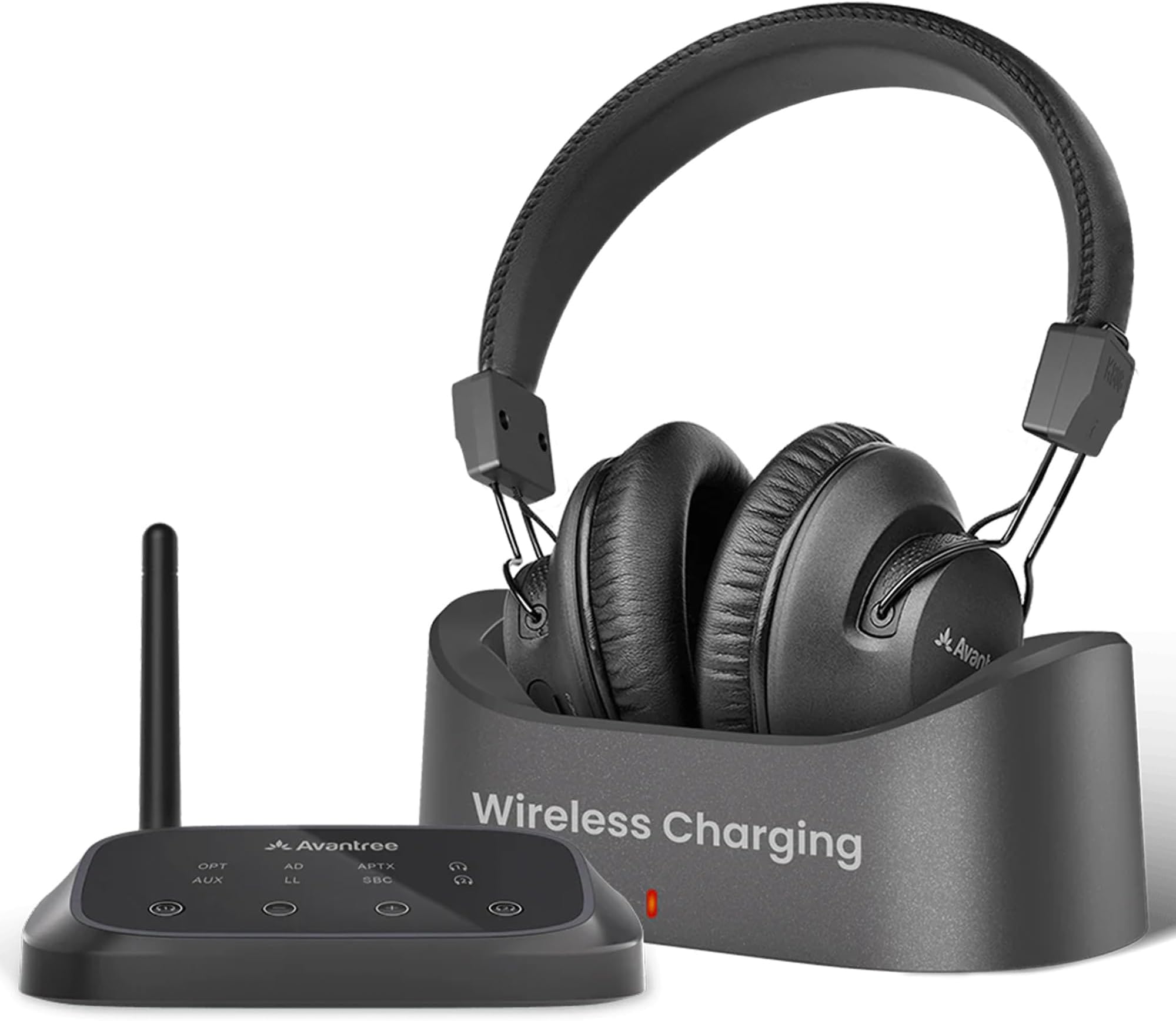 Avantree HT5009 Plus – Wireless TV Headphones for TVs with Optical (TOSLINK) or AUX Audio Output, Clear Voice and Volume Boost, Comfortable Over-Ear Fit, 60H Playtime, Charging Dock Included