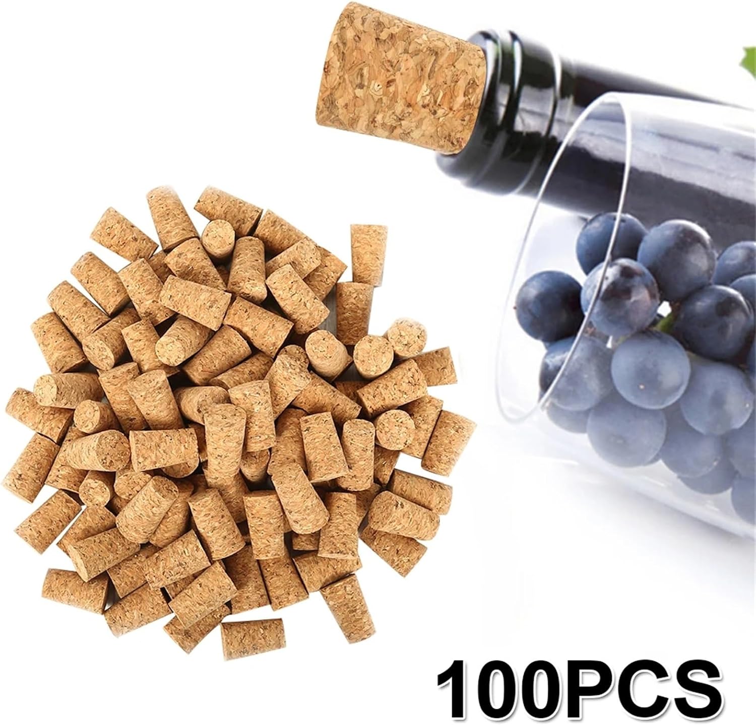 100Pcs Natural Wood Wine Corks Reusable Tapered Sealing Stopper for Bottles
