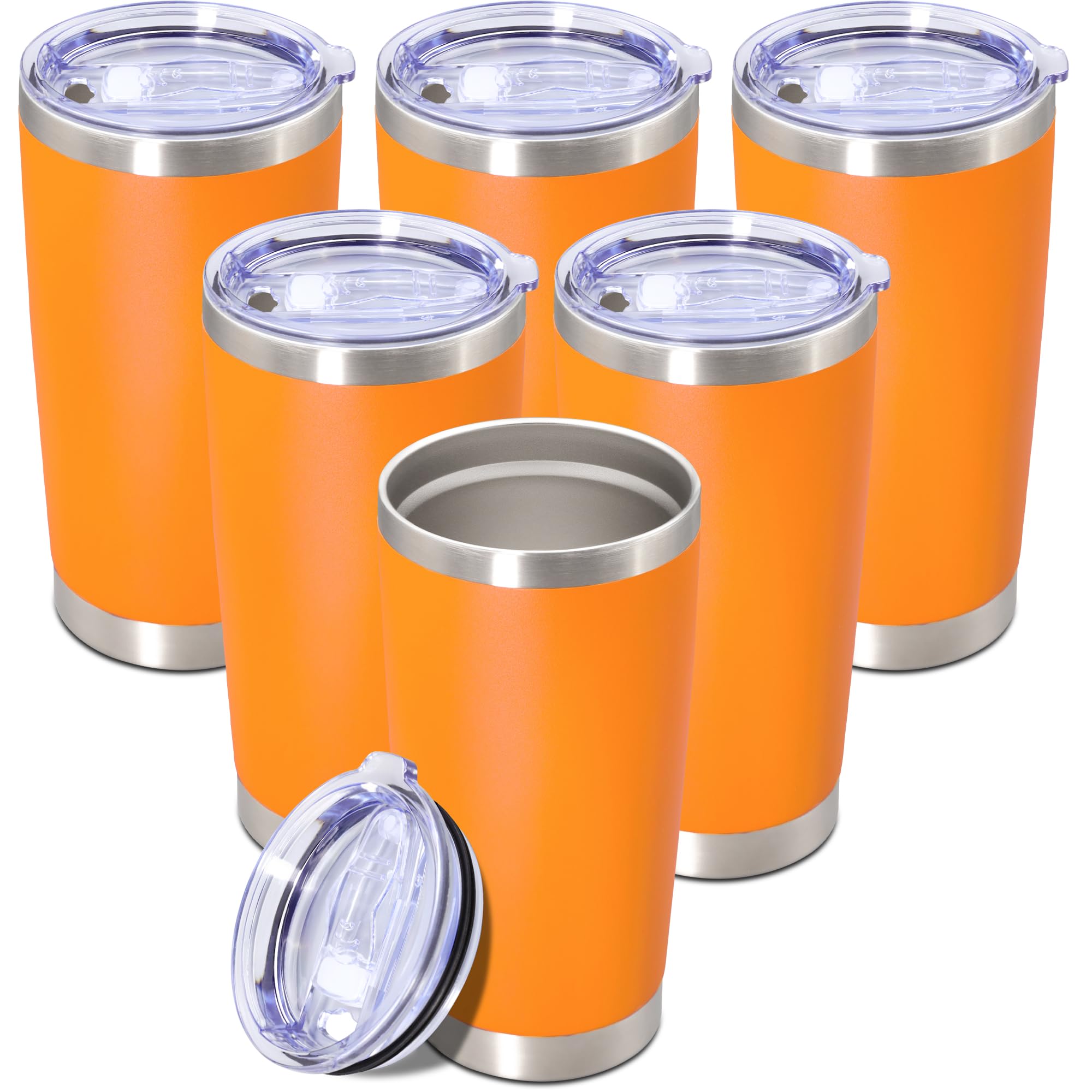 20oz Tumbler Insulated Tumblers Vacuum Coffee Mug with Lid Orange 6Pack