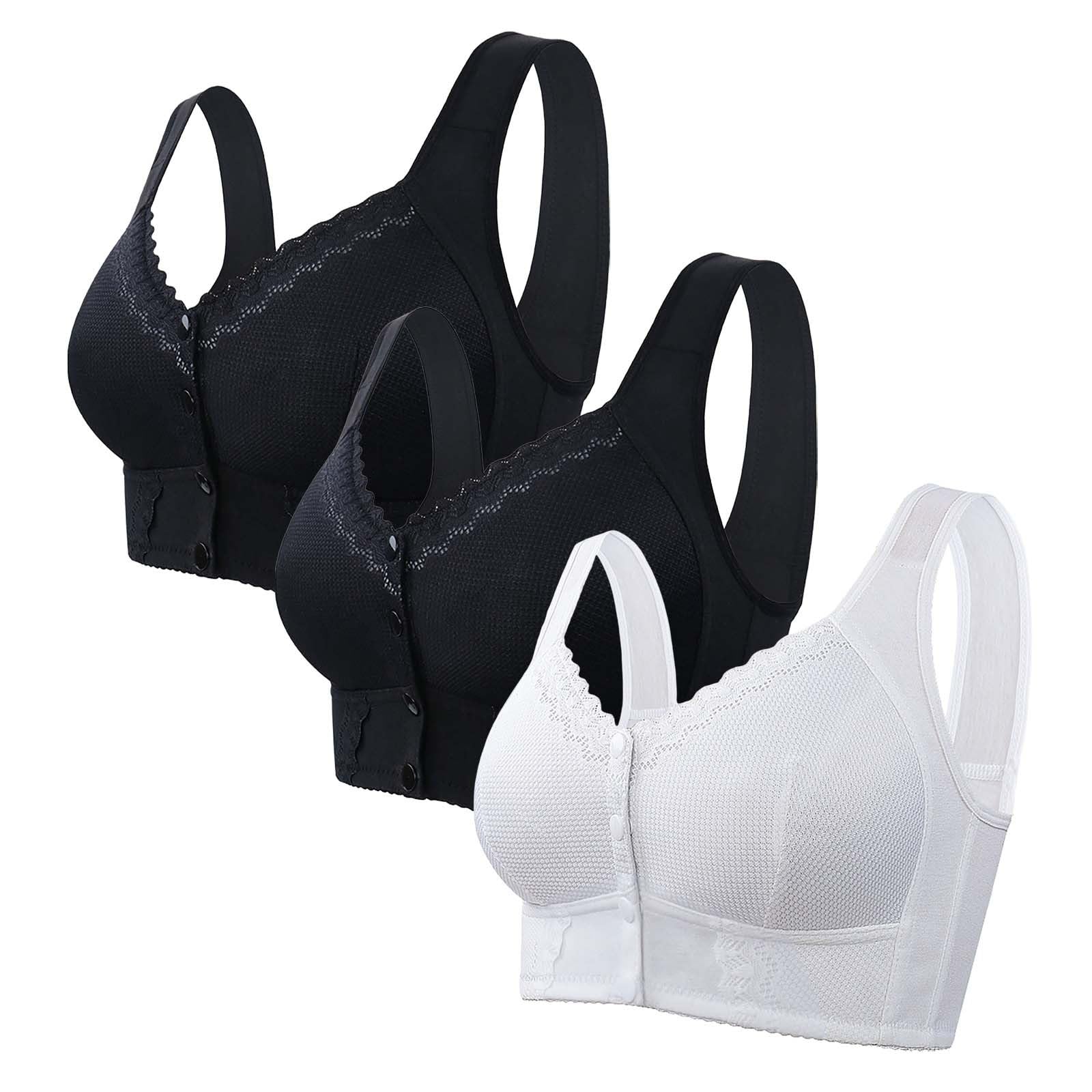 Confezione da 2 reggiseni da donna senza ferretto, reggiseni da donna senza ferretto, supporto completo, chiusura frontale, morbidi reggiseni senza ferretto per donne reggiseno grande leggero