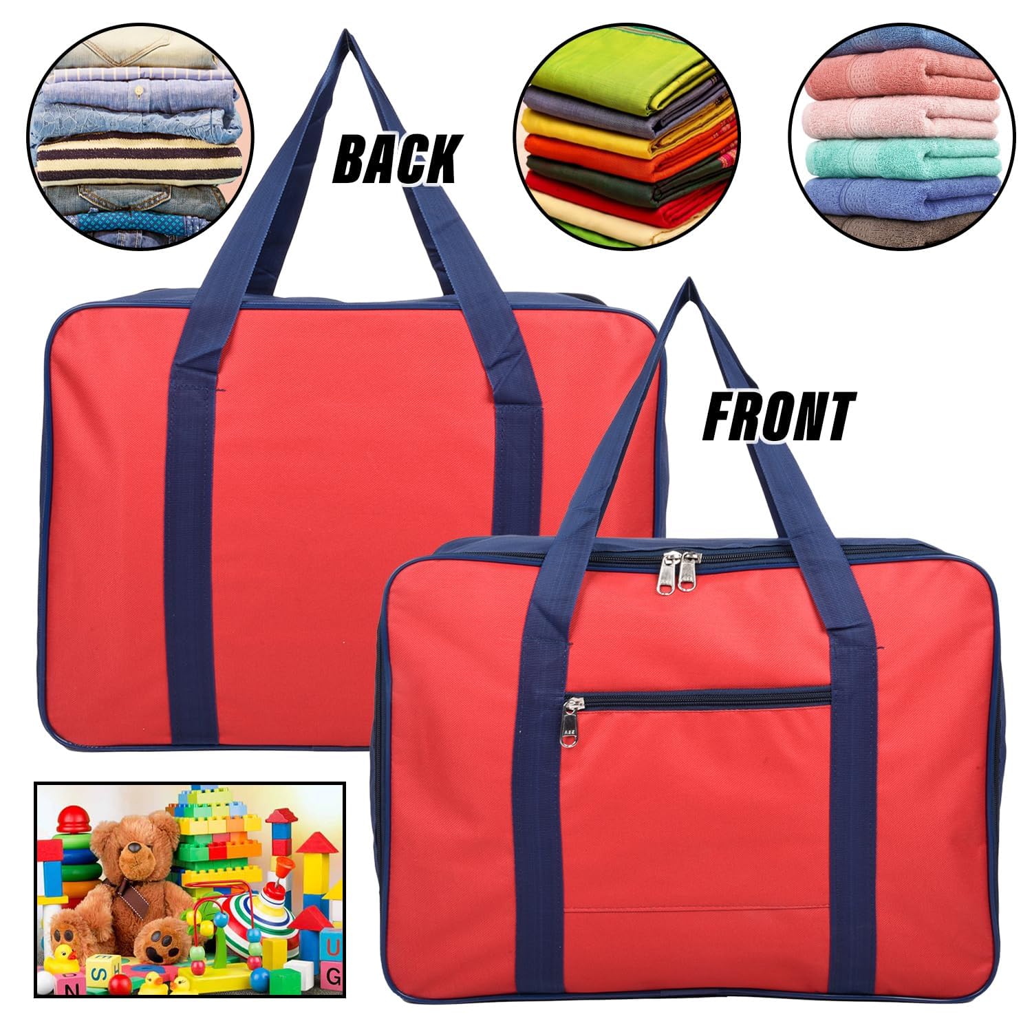 Kuber Industries Sac de rangement | Sac de rangement pour vêtements | Sac de rangement sous le lit | Sac de rangement à fermeture éclair | Organisateur de garde-robe avec poignée | Grand | Lot de 6 |