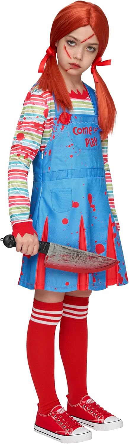 Spooktacular Creations Creepy Doll Costume for Kids Girls, Halloween Costume for Kids, Girls Killer Doll Outfit