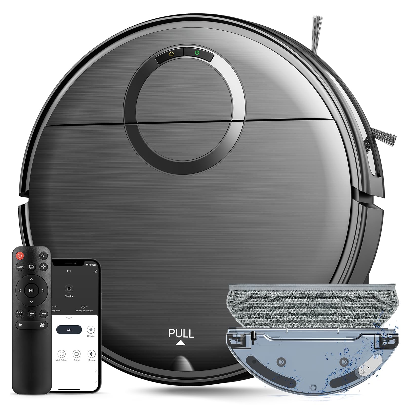 Robot Vacuum and Mop Combo, 2 in 1 Mopping Robot Vacuum Cleaner with Schedule, Wi-Fi/App/Remote, 2000Pa Max Suction, Self-Charging Robotic Vacuum, Slim, Ideal for Hard Floor, Pet Hair, Low-Pile Carpet