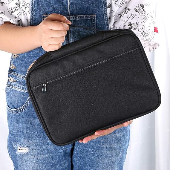 BTSKY Colored Pencil Case 220 Slots Pen Pencil Bag Organizer with Handy Wrap Portable- Multilayer Holder for Prismacolor Crayola Colored Pencils & Gel Pen(Black)