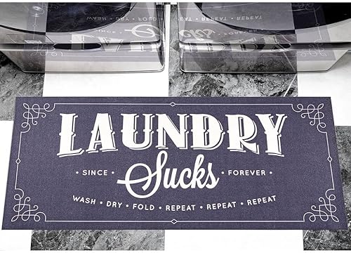 Miniatura 18 de Benissimo - Alfombra de lavandería de 24 x 56 pulgadas, alfombra de goma antideslizante, algodón, lavable a máquina, alfombra de corredor para baño