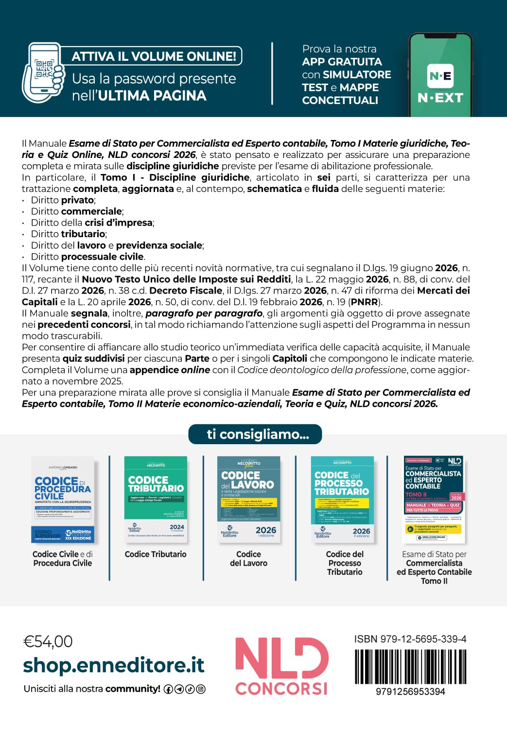 Manuale esame di Stato per commercialista ed esperto contabile. Materie giuridiche 2026. Con simulatore online (Vol. 1)