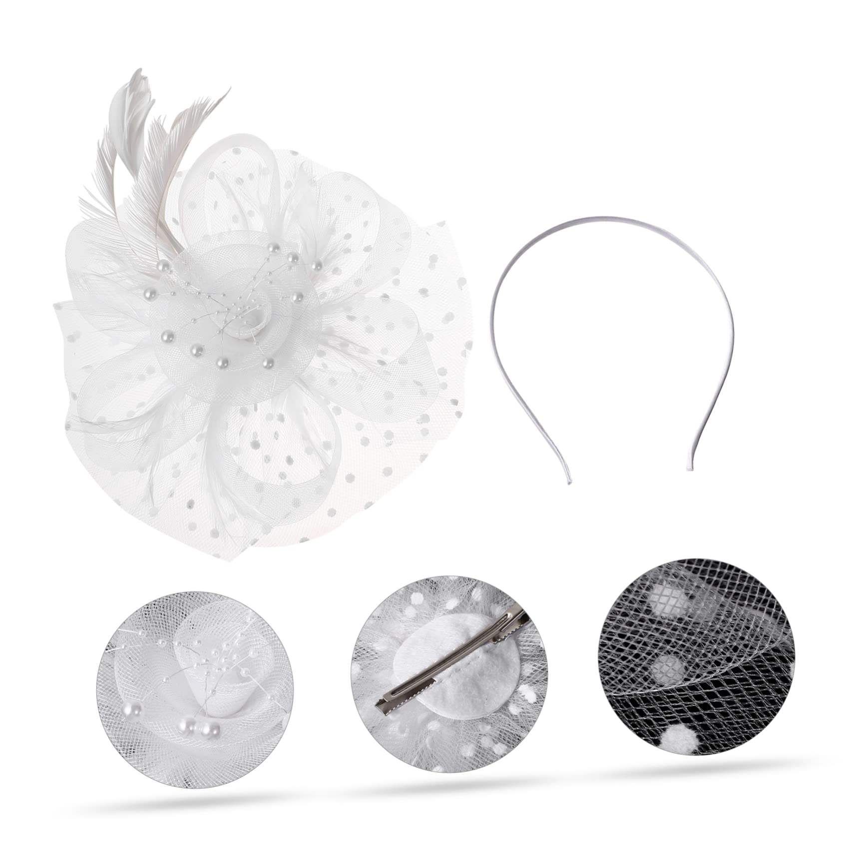 GALPADA 5sets Fascinator Elegante per Donne Cappello Cerimonia con Velo per Feste Matrimoni e Tea Party Accessori per Stile Vintage Adatto Ogni Occasione Speciale