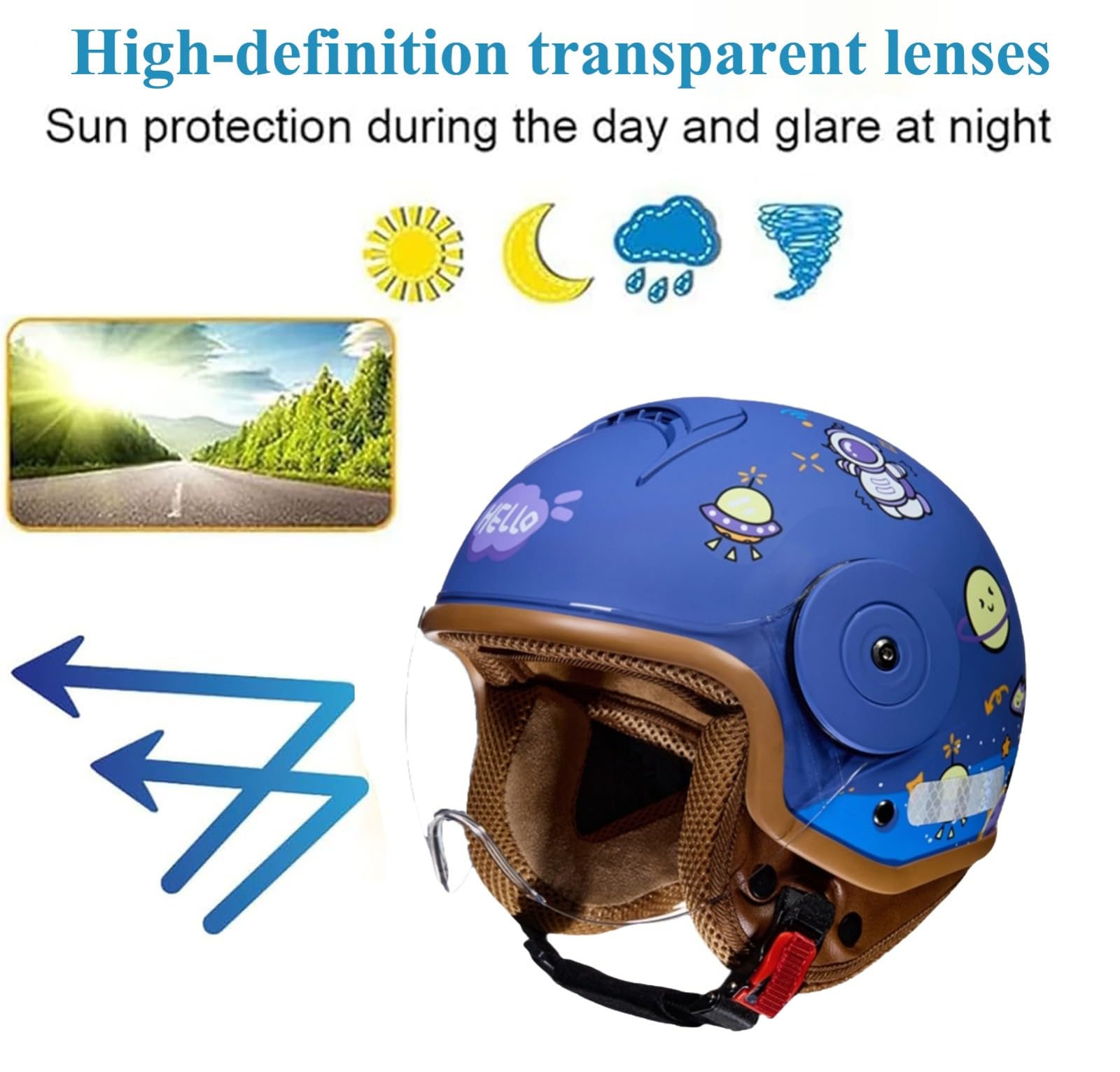 Casque De Moto Enfant, Casque De Trottinette Fille Mignon, Casque De Vélo Garçon, Casque Jet Ouvert avec Visière, Casque Enfant Réglable De 4 À 12 Ans