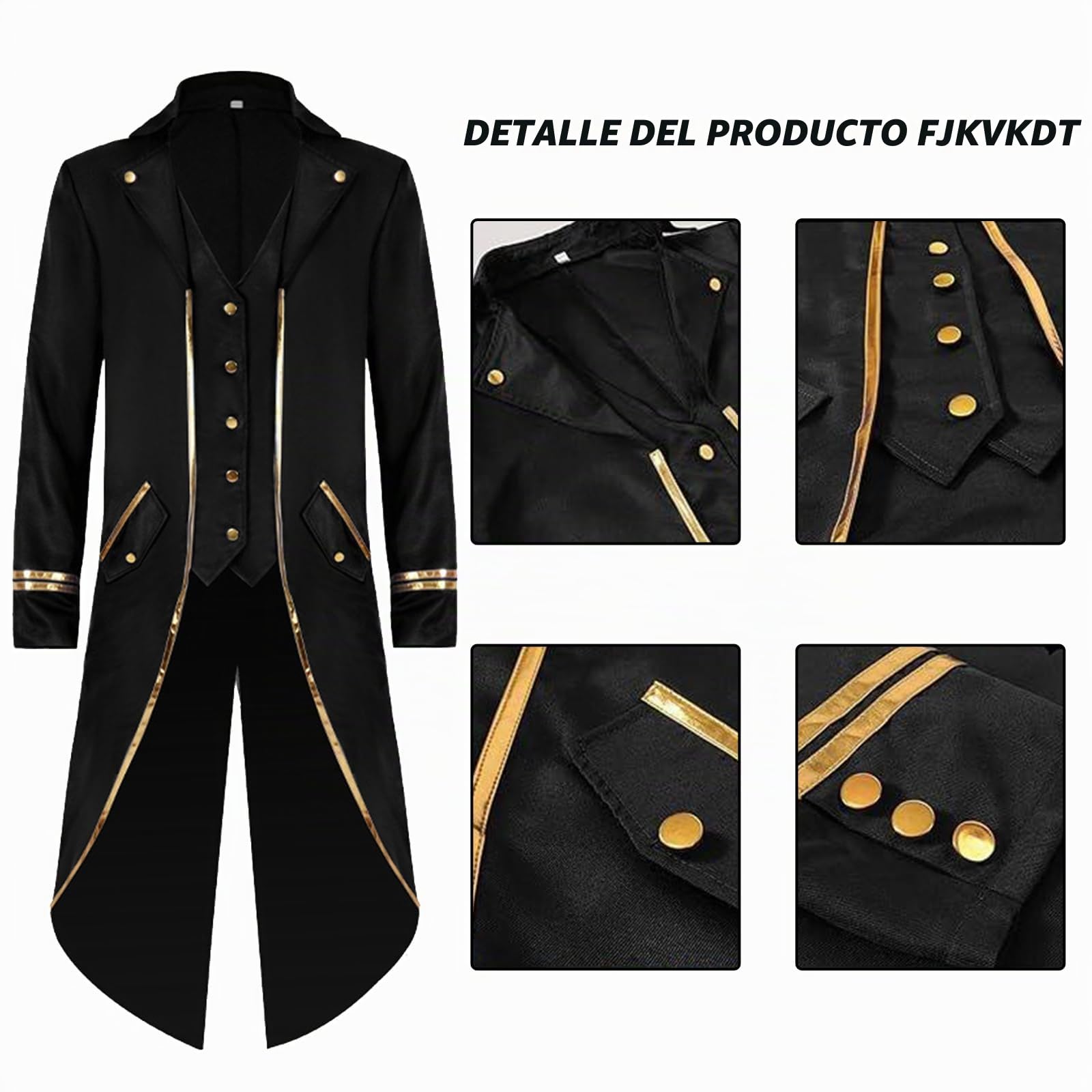 Chaqueta medieval para hombre, estilo retro, gótico, victoriano, disfraz de Halloween