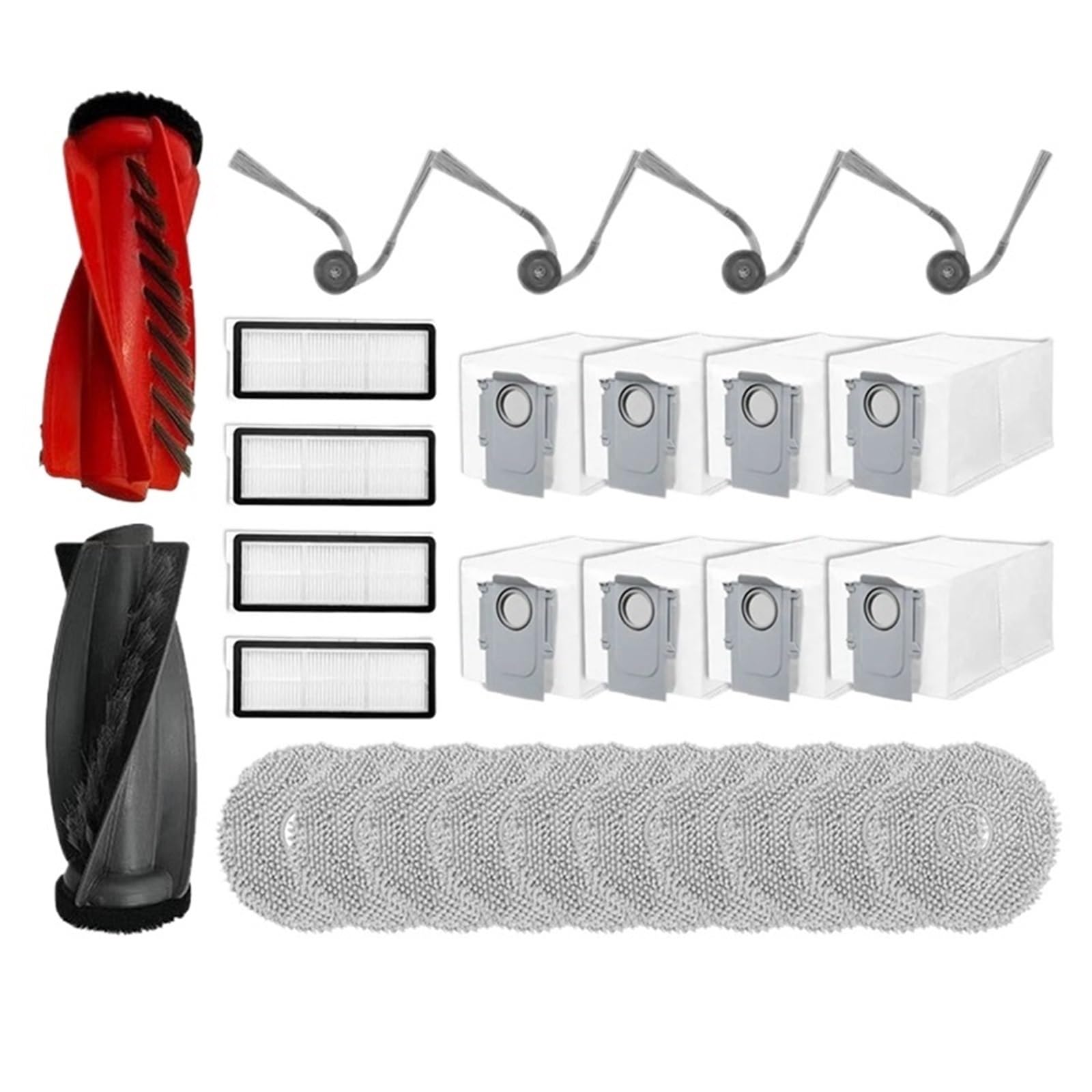Kit filtre et brosse pour Roborock Qrevo Curv avec sac à poussière HEPA