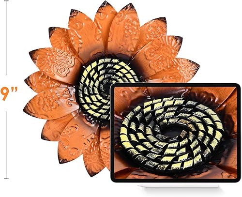 Miniatura 3 de YEAHOME Decoración de pared de girasol, decoración de pared de flores de metal de 9 pulgadas, decoración de jardín de girasol para colgar para