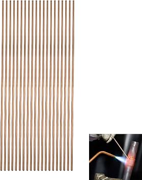 Copper Welding Rod, Selffluxing Phosphor Copper Round Welding Brazing Rod Low Temperature Easy Melt Welding Consumables for Air Conditioner Refrigerators 20Pcs, 250 x 2.5mm Copper