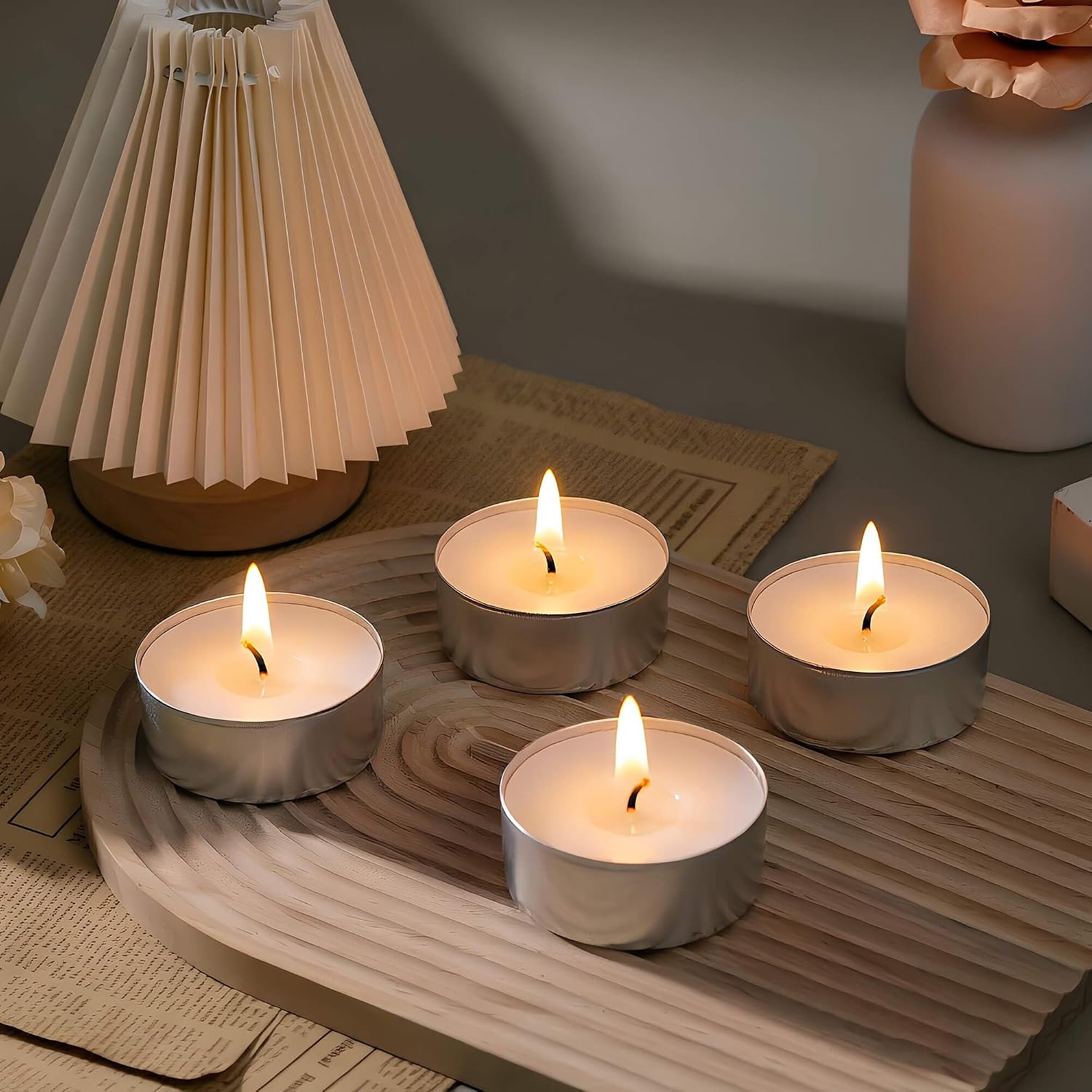 Unscented Tea Light Candles 30 Pack 2.5-3 Hour Burn White Smokeless