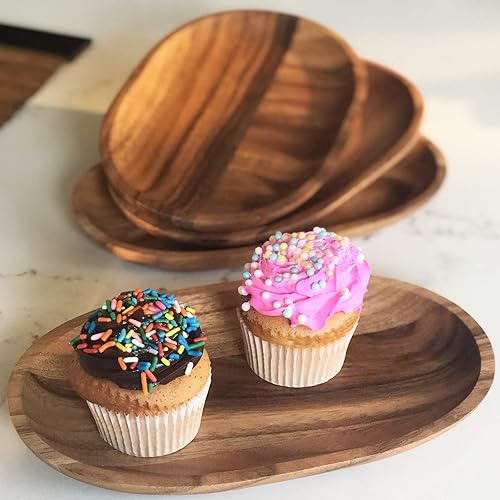 Miniatura 2 de Woodard and Charles - Juego de bandejas individuales para servir, tamaño pequeño, juego de 4-6 pulgadas de ancho x 10 pulgadas de largo, color marrón