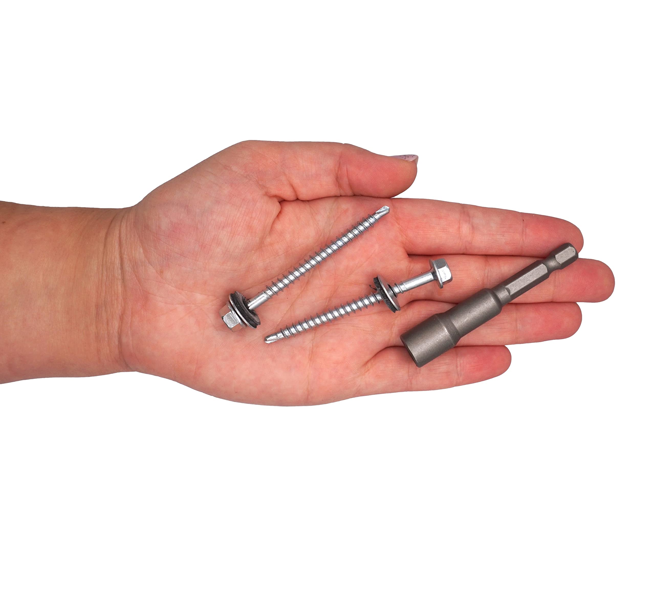 Confezione da 500 viti autofilettanti in acciaio zincato DIN 7504-K da 4,8 mm x 60 mm, testa esagonale con rondelle EPDM, viti per lamiera autofilettanti (500 pezzi da 4,8 x 60 mm)