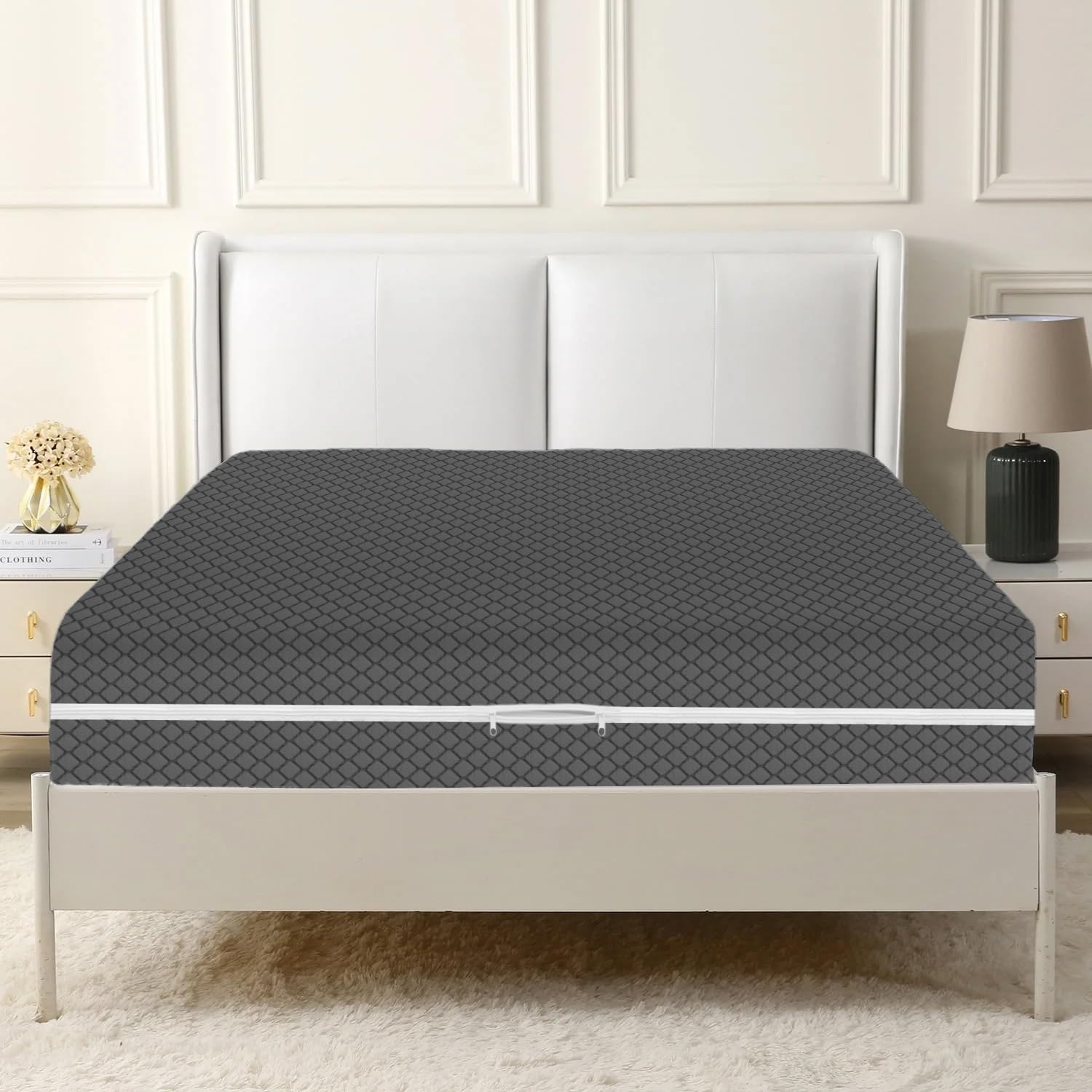 Housse de matelas zippée à enveloppe complète anti-punaises de lit avec protecteur à fermeture éclair pour matelas 30 cm de profondeur et hypoallergénique - Housse de matelas avec fermeture éclair