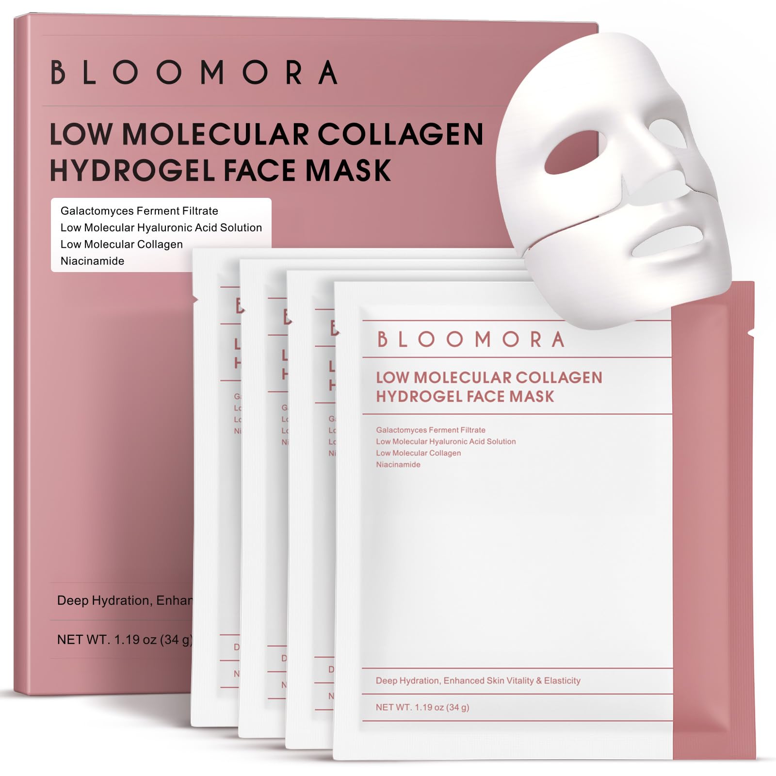 Overnight Collagen Face Mask, Hydrogel & Low Molecular Deep Collagen Mask, Glass Skin Face Mask, Collagen Mask Overnight + Firming & Elasticity,