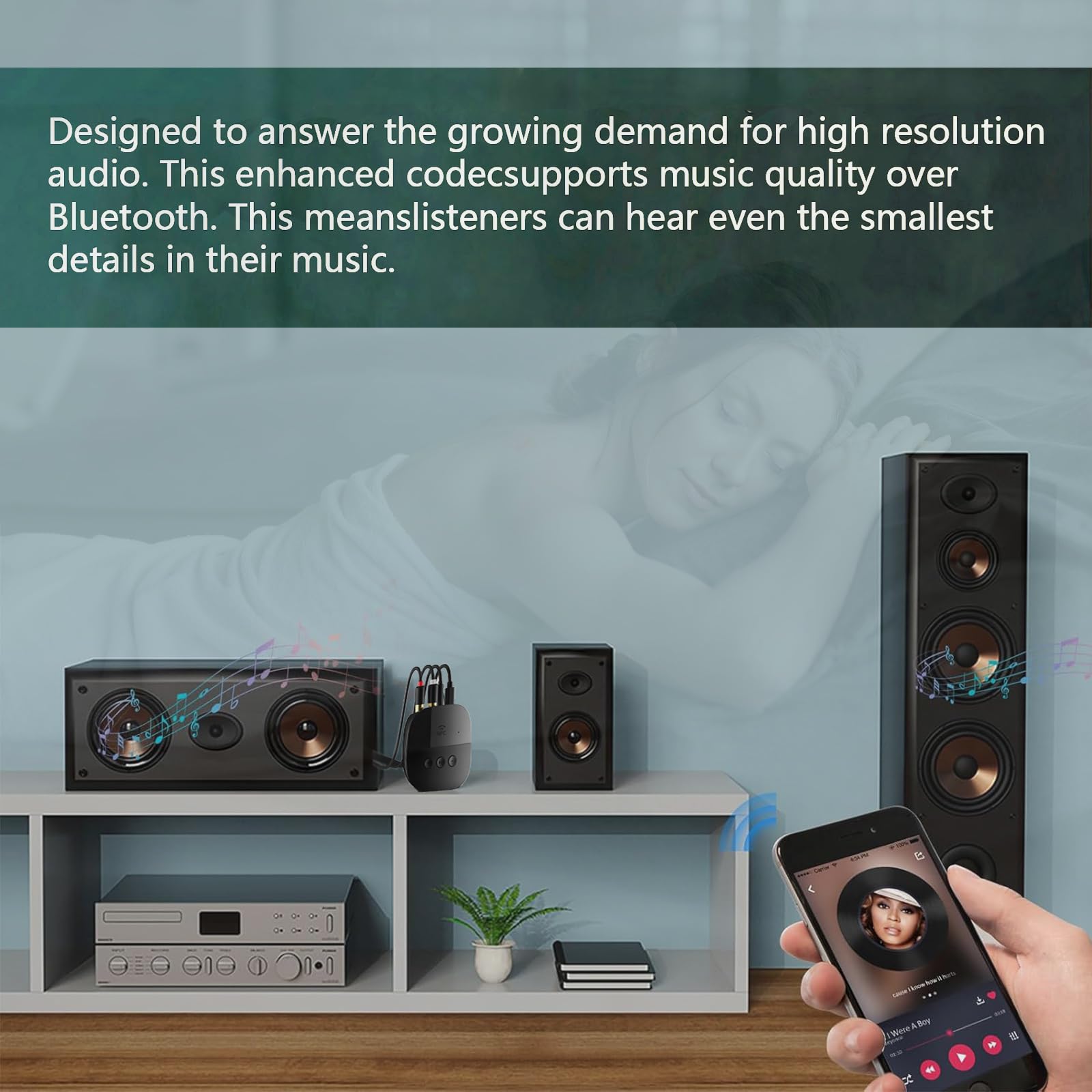 Ricevitore Bluetooth 5.2 con NFC Adattatore AUX/RCA Jack 3.5mm Wireless Bluetooth Audio Adapter Supporto USB TF Card