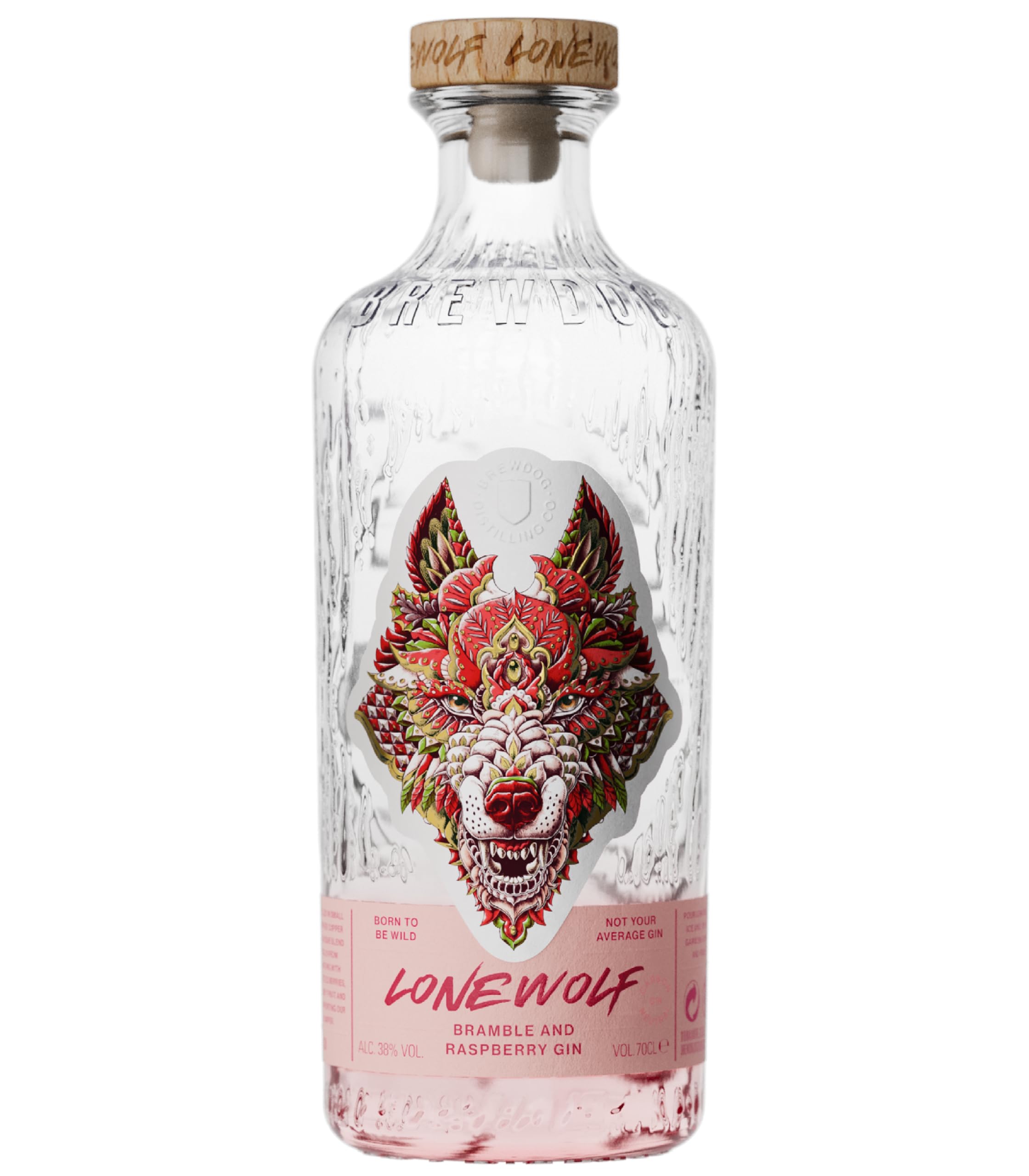 LoneWolf Raspberry & Bramble Gin 70cl, 38 pct ABV - Handcrafted in Scotland at BrewDog Distilling - Infused with juniper and raspberries - Perfect for gin and tonic, spritzes or cocktails