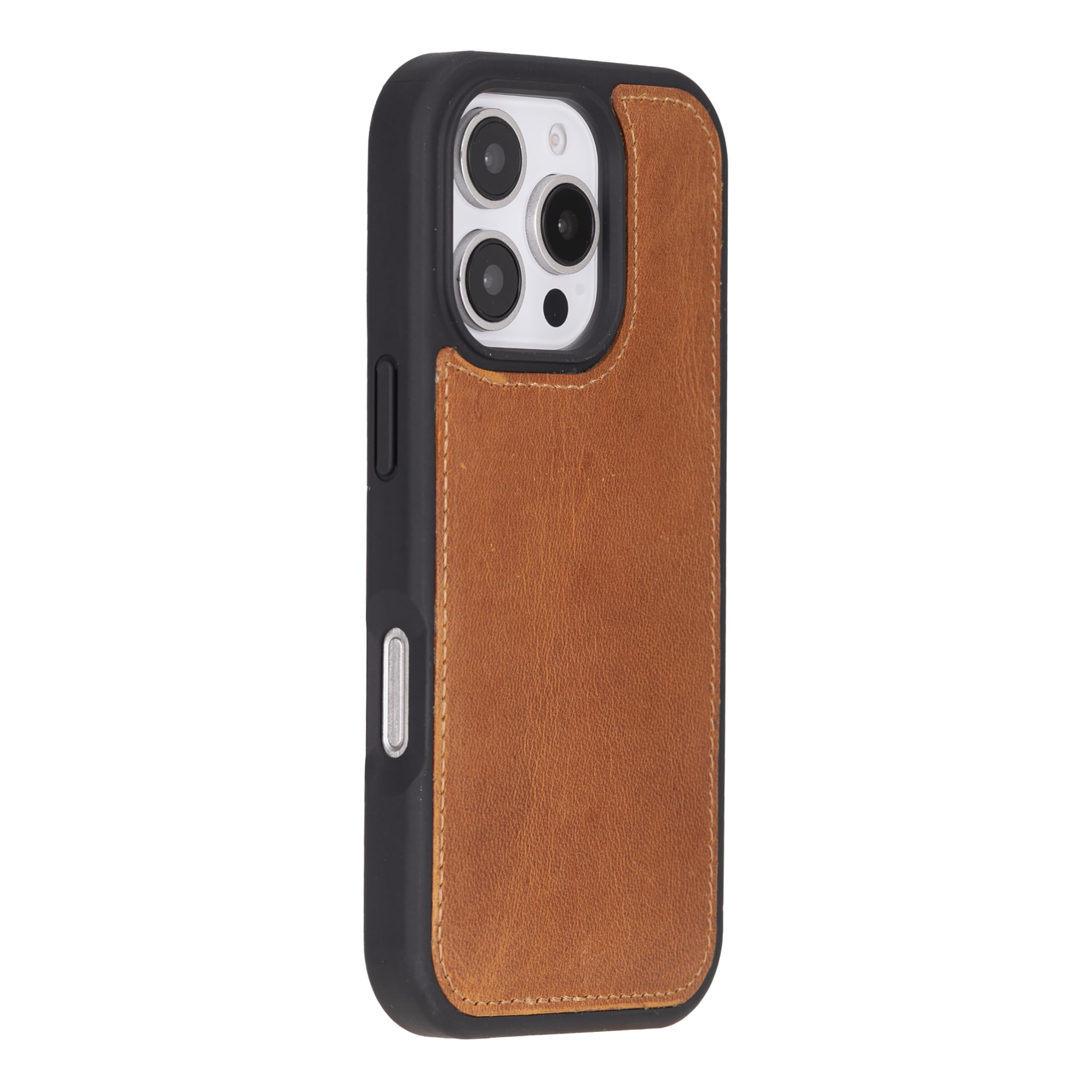 Funda tipo cartera de piel auténtica compatible con iPhone 16 Pro, carga inalámbrica magnética (compatible con MagSafe), funda tipo libro con tarjetero, bloqueo RFID, soporte, 6.3 pulgadas (marrón