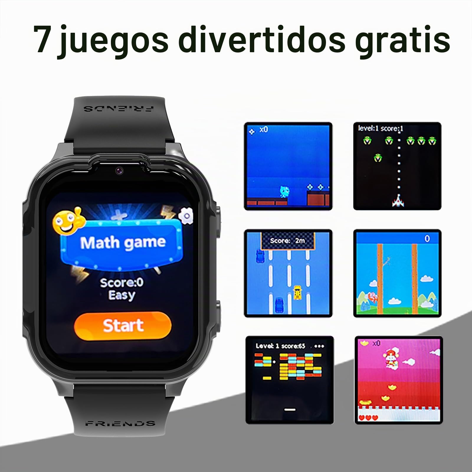 Reloj Inteligente Niño 4G con GPS y Videollamada, Smartwatch Infantil con Llamadas y SOS, WiFi, Chat de Voz y Cámara, Reloj Niños y Niñas 4-12 Años, Regalo de Cumpleaños y Comunión (Negro)