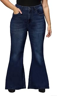 TURNING BLUE Extra Flare High Rise Stretchable Plus Size Jeans for Women Price In India