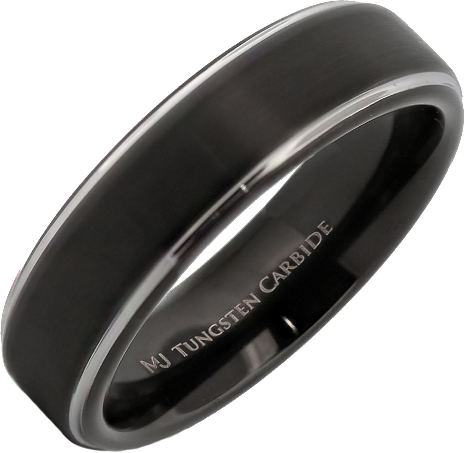 Tungsten Carbide Wedding Bands That Feature Different Finishes and Edge Colors