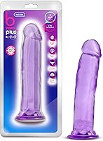 Vista 1 de Blush B Yours Plus Thrill N' Drill - Consolador realista de 9 pulgadas, hecho a mano, suave, transparente, morado, compatible con arnés de ventosa