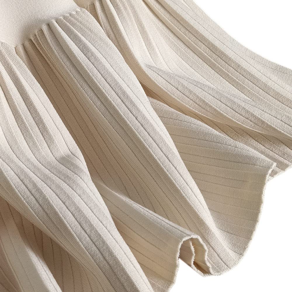 LUKX Damen Strickrock,Damen Minirock Beige Elastisch High Taille Gestrickt Faltenrock Mode A-Linie Gerafft Elegant Herbst Winter Ausgestellter Kurzer Rock Für Mädchen Damen