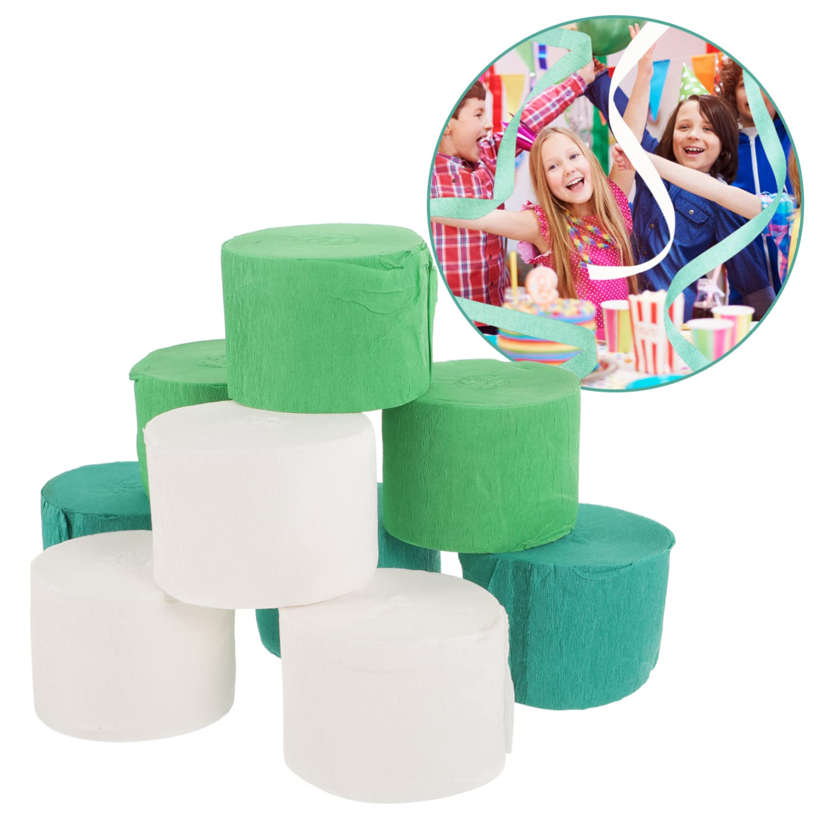27rollos Serpentinas Crepé Verde y Para Decoraciones De Cumpleaños y De De y Verano Para Cumpleaños Bodas y Celebraciones