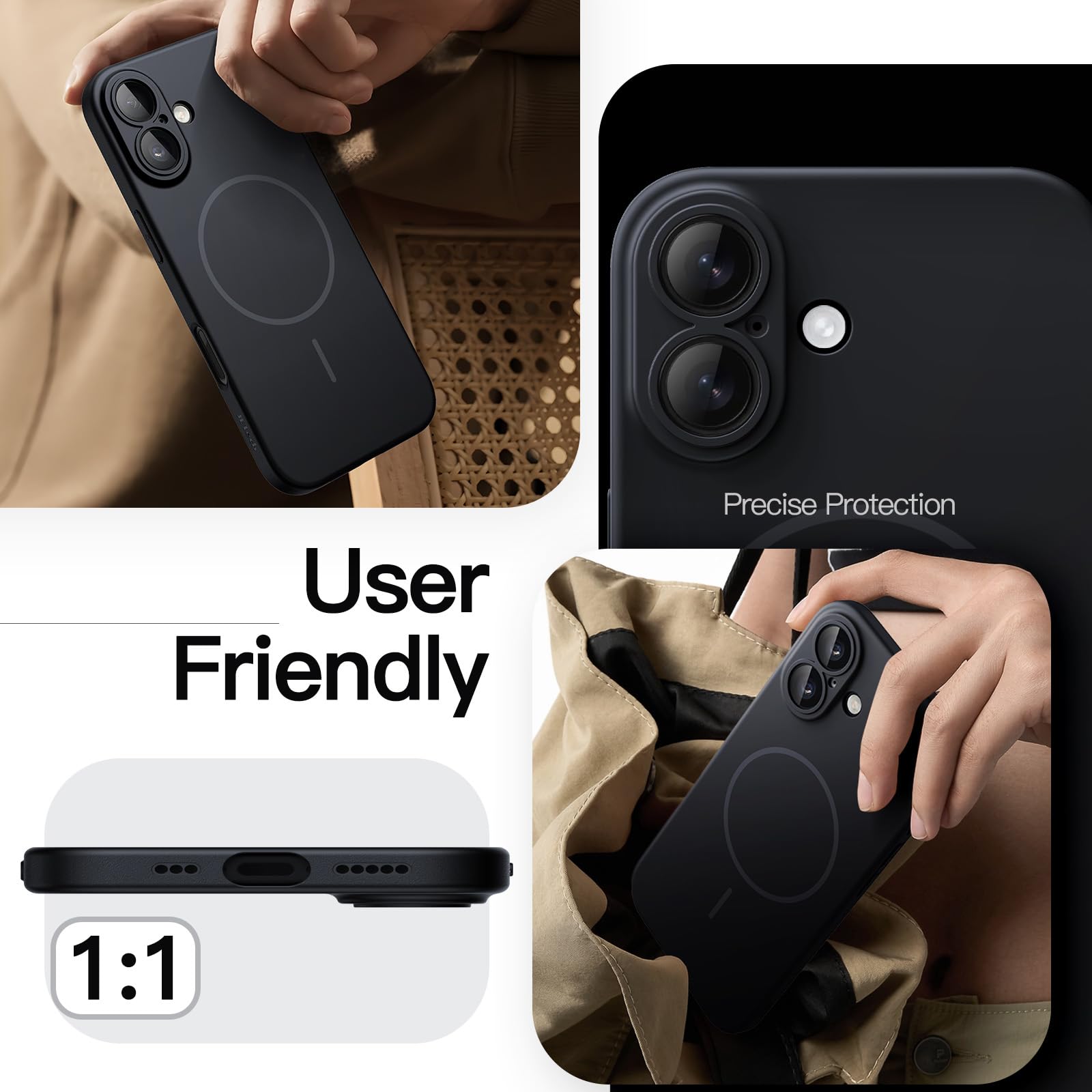 JETech Magnetyczny Szczupły Etui dla iPhone 17, Czarny | Kompatybilny z MagSafe, Ochrona Obiektywu Aparatu, Ultracienkie Matowe Wykończenie, Lekka Konstrukcja
