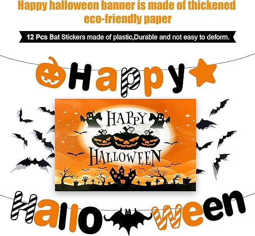 Miniatura 3 de Decoración de Halloween, 12 calcomanías de murciélago para pared, puerta, pequeña decoración de Halloween para interiores, linda decoración de