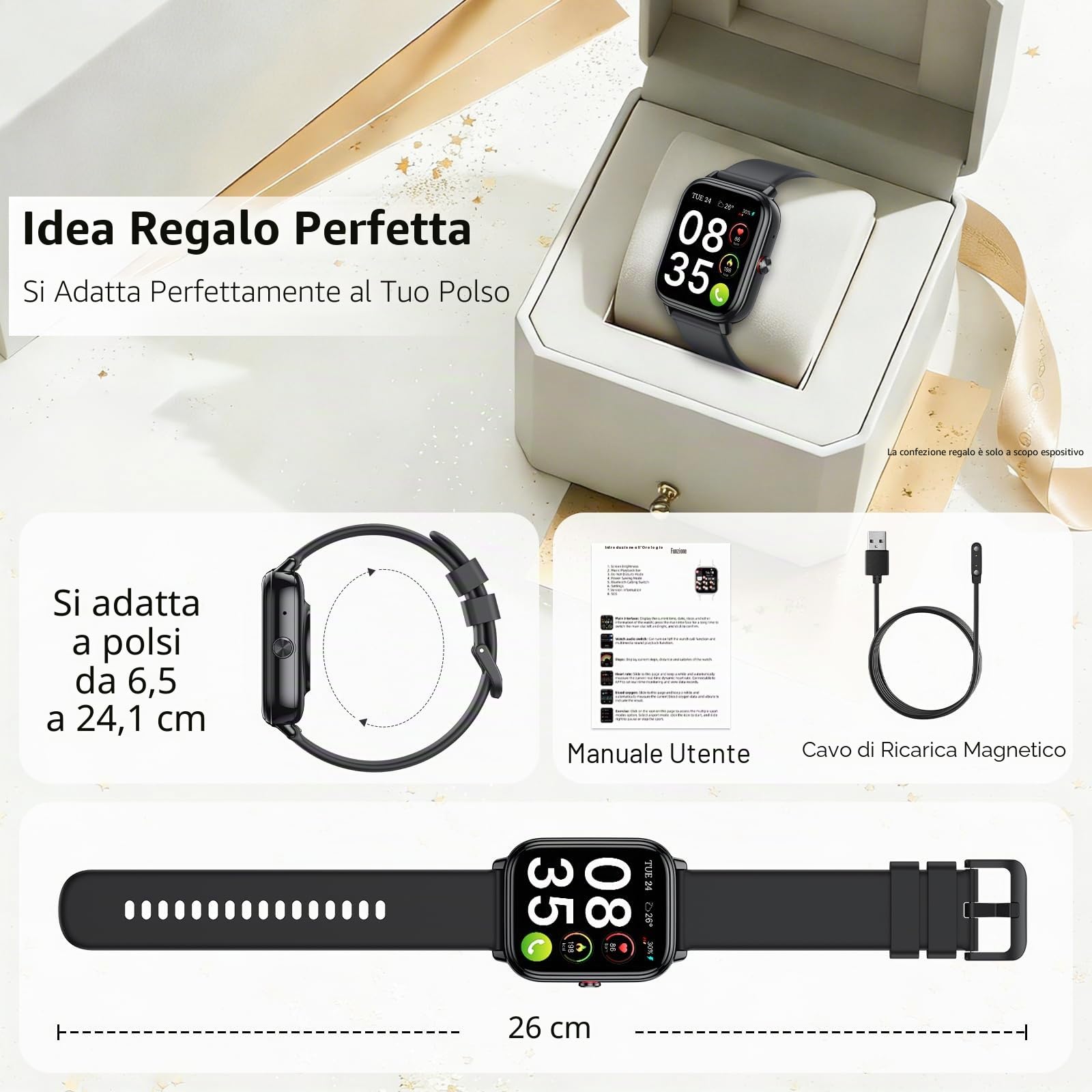 Smartwatch Uomo Donna, 1.83"HD Orologio con Chiamate Bluetooth, 110+ Modalità Sportive, Fitness Tracker con Batteria da 1000mAh, Autonomia 20 Giorni, Impermeabile IP68 Smartwatch per Android/iOS