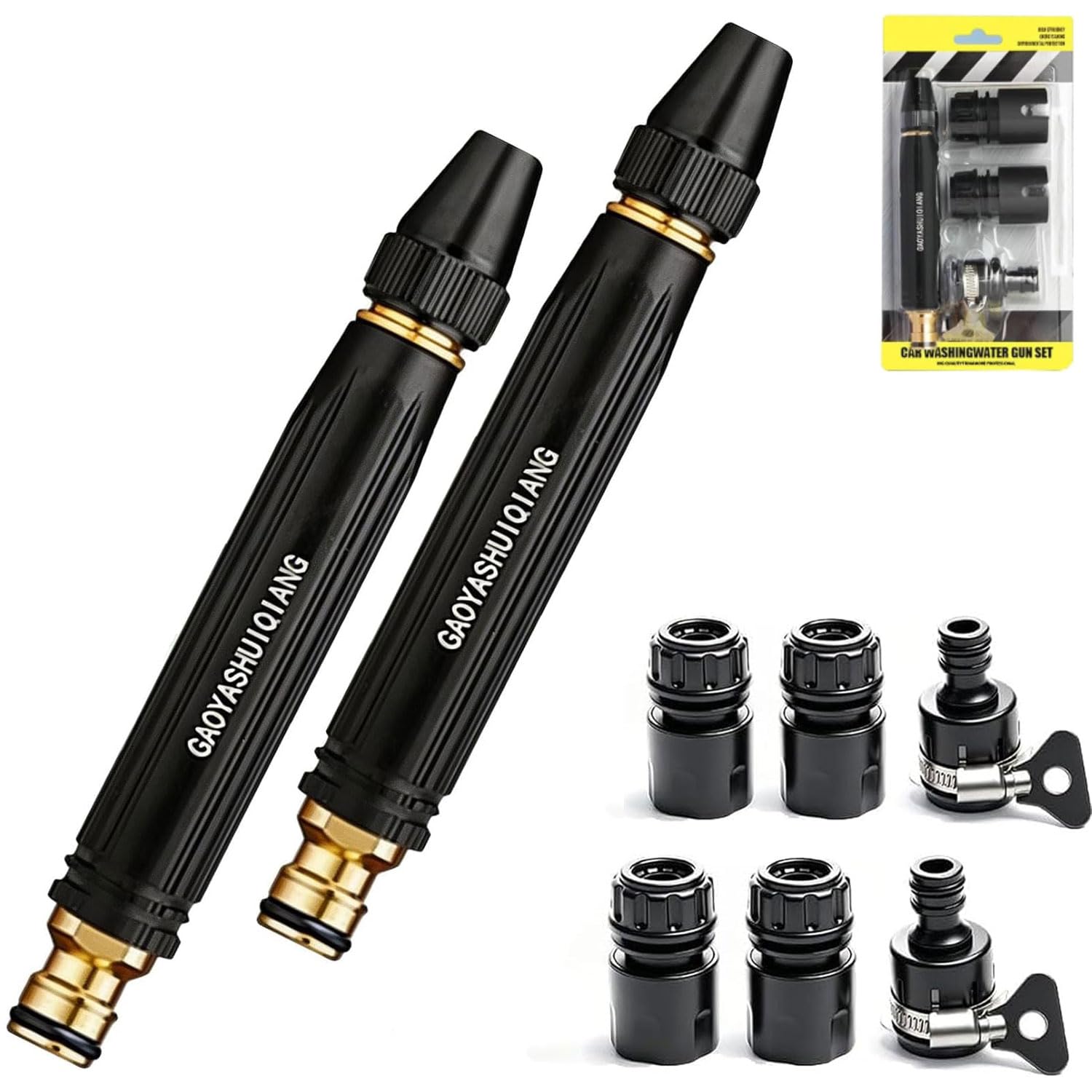 Pressure Sprayer, High Pressure Hose Nozzle, Heavy Duty Adjustable Water Nozzle Jet Sweeper, Home High-Pressure Car Wash Water Gun, 3 Modes Adjustable, Power Nozzle for Garden Hose (2PCS)