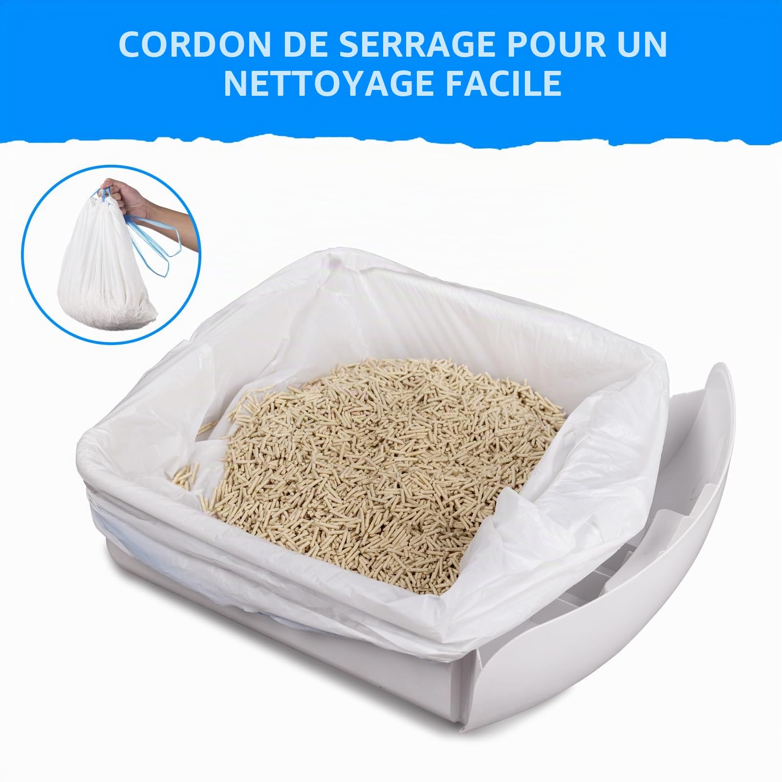 Cleanpethome Lot de 120 sacs de litière pour chat extra large