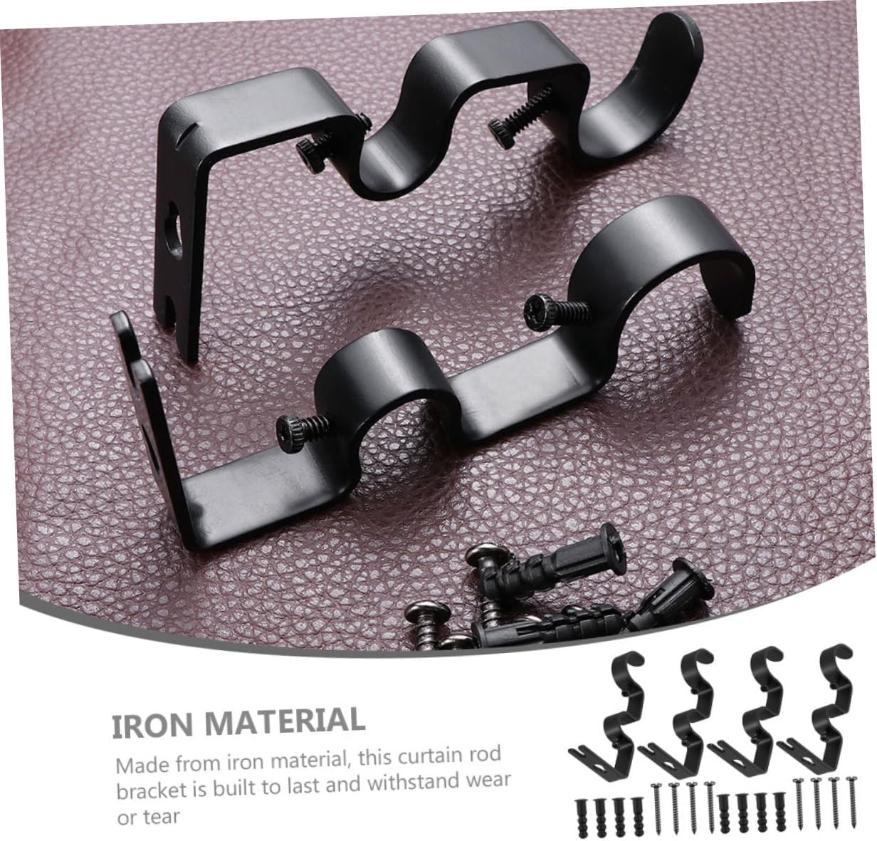 LIFKOME Djustable Iron Curtain Rod Holders Modern Wall Mount Brackets for Home Dec
