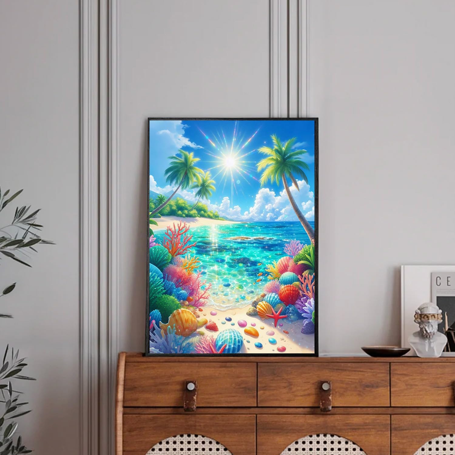 Artykapby Beach Diamond Art Kits for Adults-Landscape Scenery Diamond Painting Kits for Adults,5D DIY Full Drill Diamond Art Kits for Gift Home Wall Decor(12x16inch)