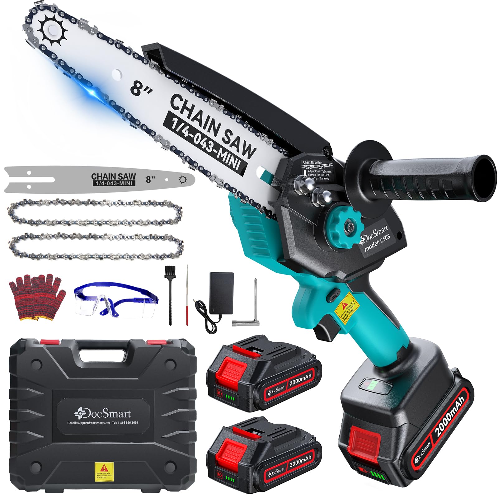 8 inch Electric Mini Chainsaw for Wood Cutting, 1000W Brushless Motor