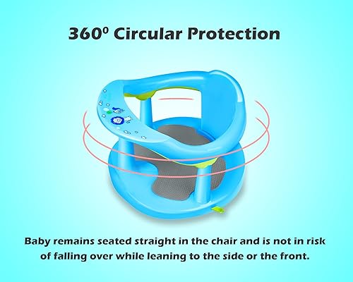Miniatura 2 de Asiento de baño para bebés de 6 meses en adelantealfombrilla antideslizante integradaAnillo de asiento de baño infantil para sentarse en la bañera