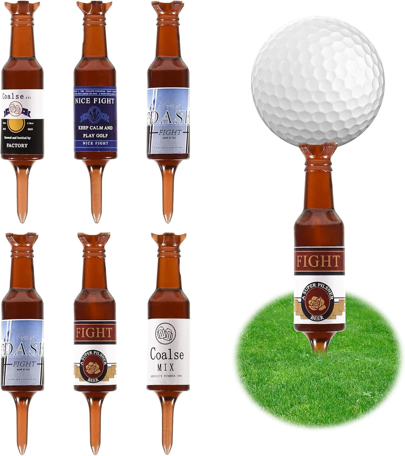 Golf Tees Beer Bottle Shape – Eco-Friendly Recyclable Plastic, Durable & Fun Golf Accessories, Unique Golf Gifts for Men, Dads, and Golf Lovers – 3.54