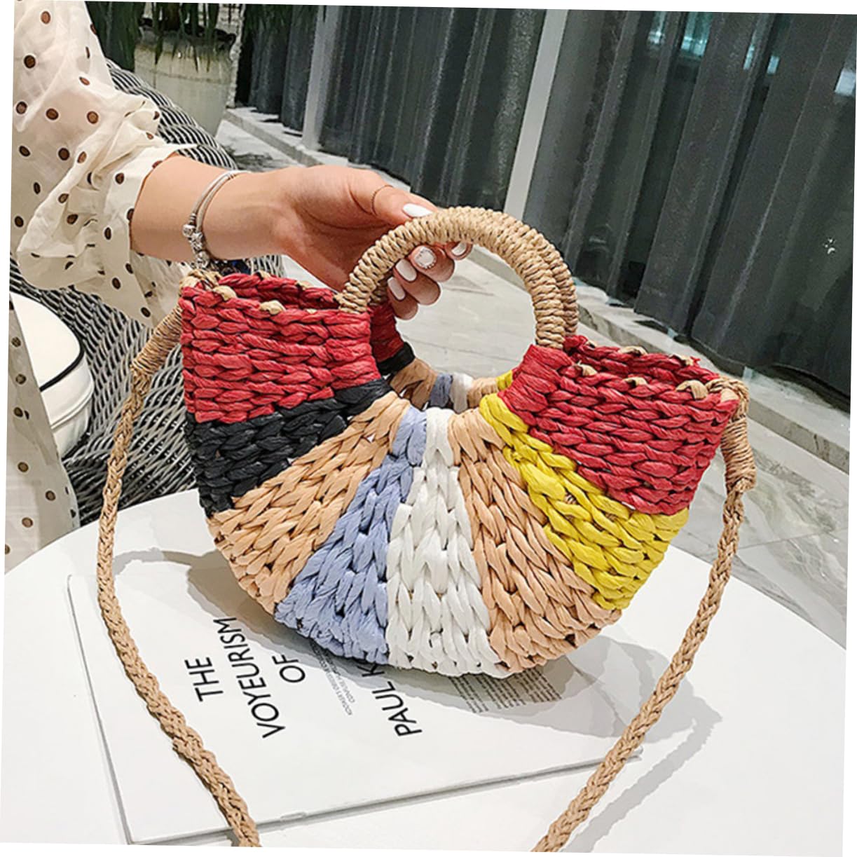 Borsa Intrecciata in Paglia Capiente, Borsello a Tracolla Fashion | Atmosfera Estiva, Stile Creativo e Distintivo, Formato Pouch per Shopping e Lavoro