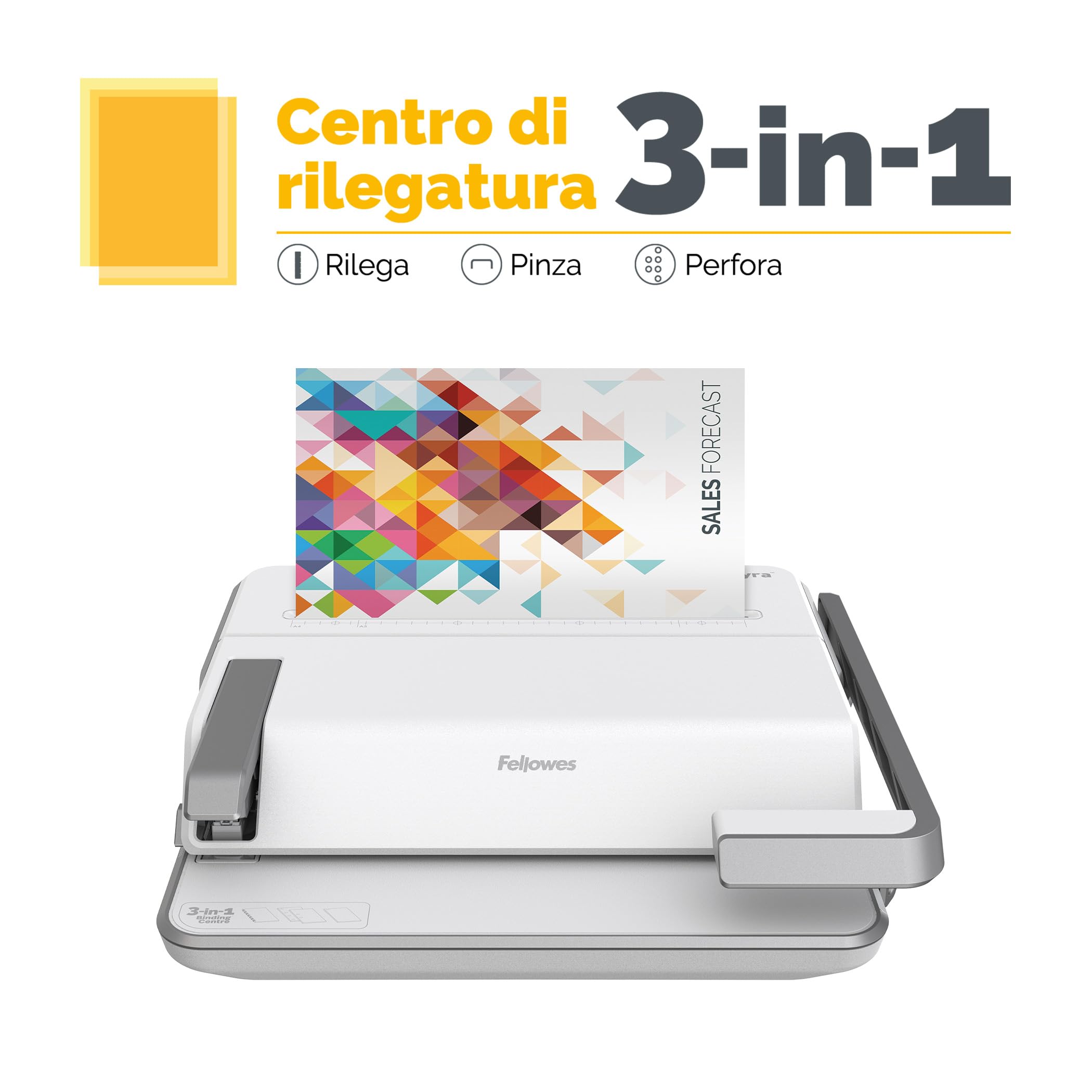 Fellowes Lyra rilegatrice 3-in-1 – Cassetto Porta-Dorsi – Perfora 20 Fogli – Rilega 300 Fogli – Con 1000 Punti Metallici – Ideale per casa o piccoli uffici