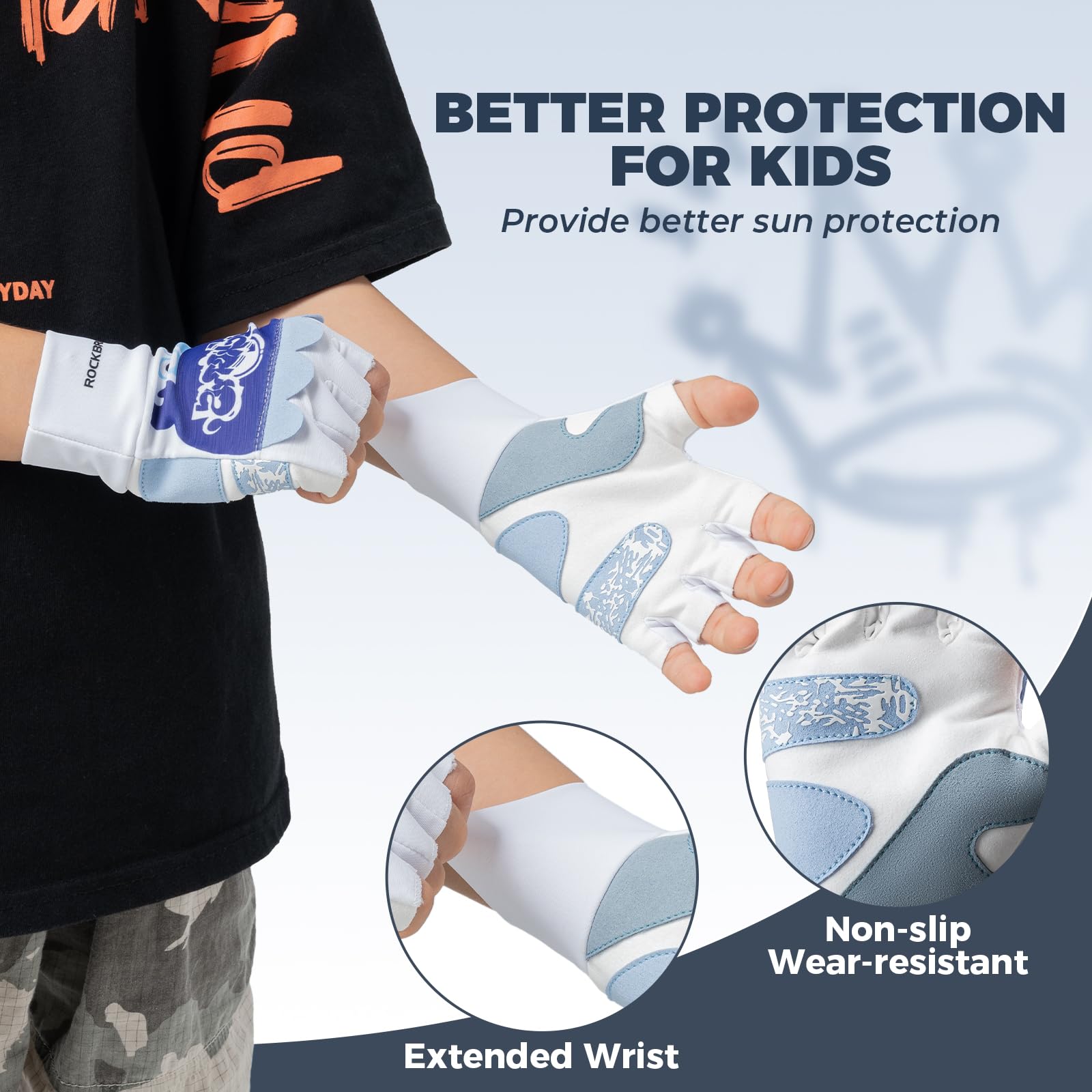 ROCKBROS Kinderhelm und Fingerlose Handschuhe Set