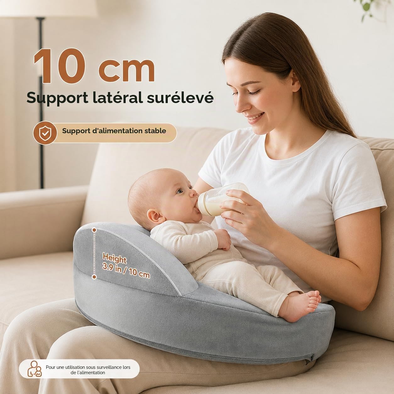 Coussin d'allaitement en mousse à mémoire de forme – Clôture de sécurité pionnière – Coussin d'allaitement grande taille pour un confort et un soutien ergonomiques – Pour un allaitement plus