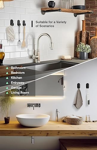 Miniatura 3 de Ganchos adhesivos, paquete de 4 ganchos de montaje en pared, ganchos adhesivos de carga máxima de 18 libras para colgar batas, toallas, sombrero,