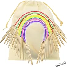 Circular Knitting Needles Set, 18 Size Bamboo Round Knitting Needles Set Double Pointed for Hats Gloves Socks Scarfs Colorful, 40cm
