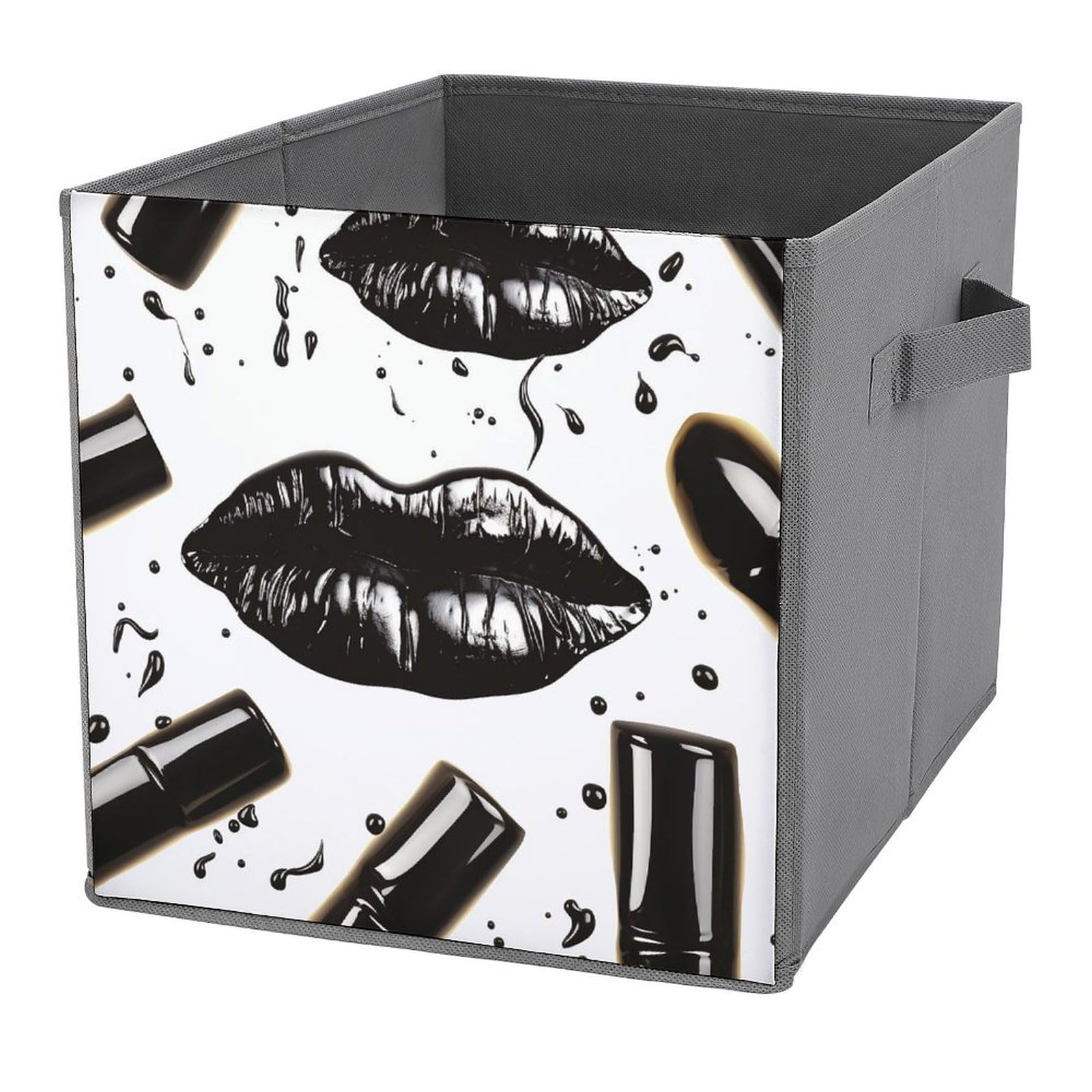 Boîtes de rangement pliables noir avec poignées en cuir pour vêtement
