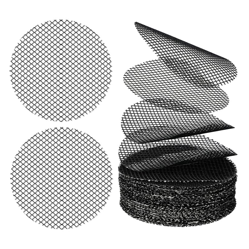 Nikovoke 100 Pcs Flower Pot Hole Mesh Pad, 2 Inch Round Plant Pot Drainage Mesh for Prevent Soil Loss - Black