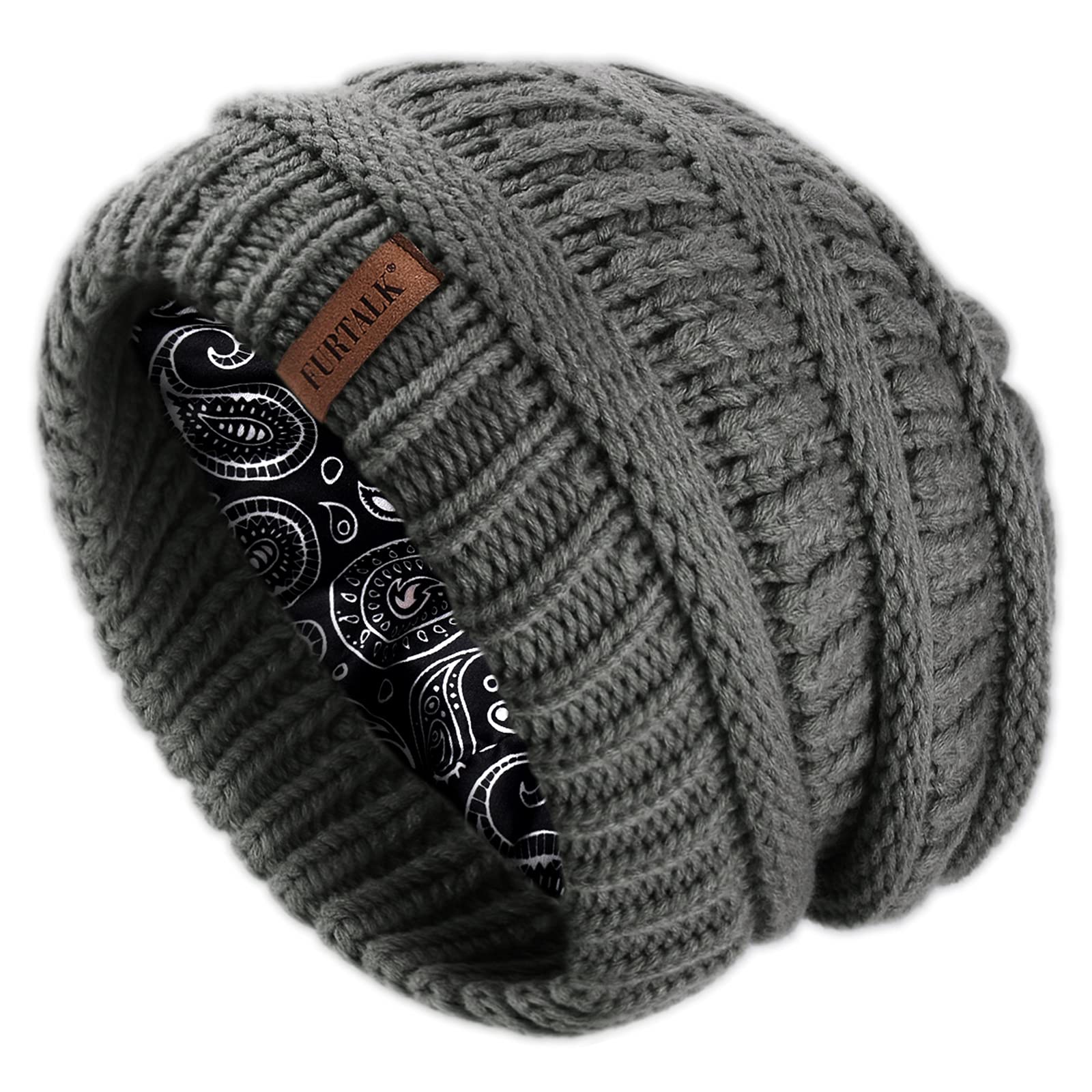 FURTALK Satin lined knitted hat made of breathable and lightweight women's winter hat